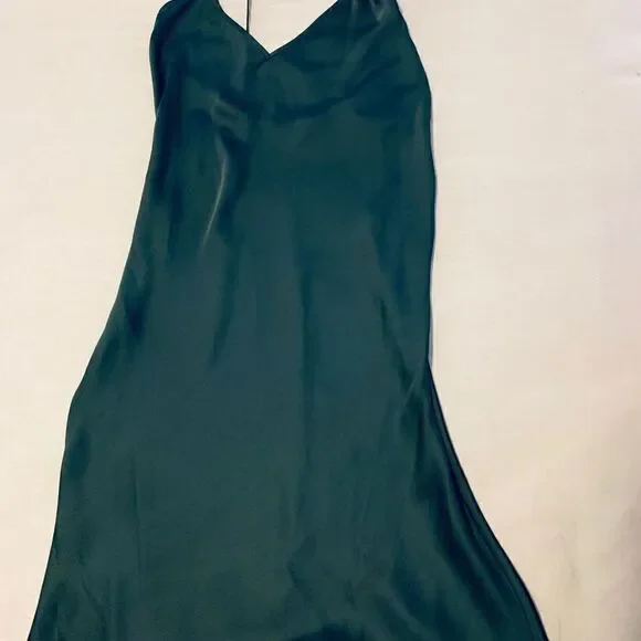 ZARA green jewel tone lace midi high neck holiday party dress small - Picture 12 of 16